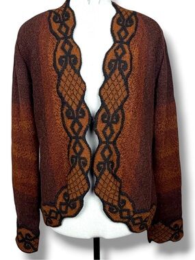 Dakota 100% Alpaca Brown Boho Southwestern Cardigan Sz L